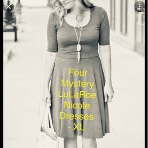 4 Mystery LuLaRoe Nicole Dresses XL NWT NWOT